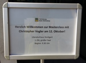 Master Class in Stuttgart mit Christopher Vogler, der uns zeigt, wie man richtig gute Geschichten findet.