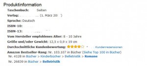 Die Amazon-Produktinformationen eines Kinderbuchs aus einem deutschen Verlag.